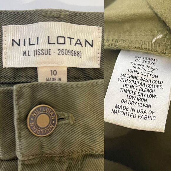 NILI LOTAN Mitchell High Rise Straight Leg Jeans in Army Green Size 10 - Picture 11 of 13